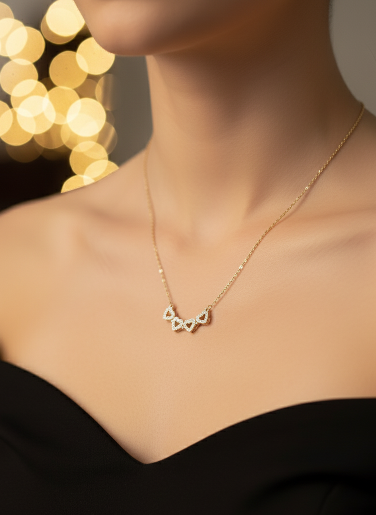 Sparkling Clover Heart Necklace
