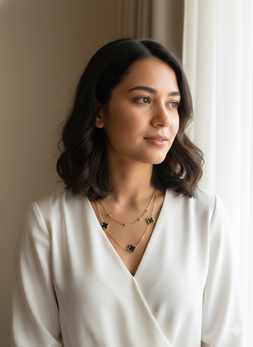 Midnight Clover Layered Necklace