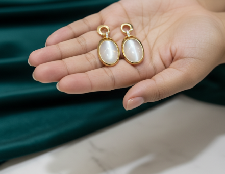 Luna Glow Oval Drop Earrings
