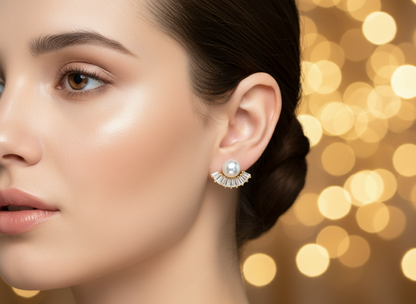 Radiant Pearl Halo Earrings