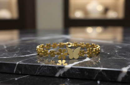 Golden Bloom Butterfly Bracelet