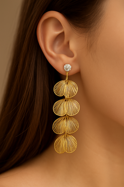 Golden Cascade Petal Earrings