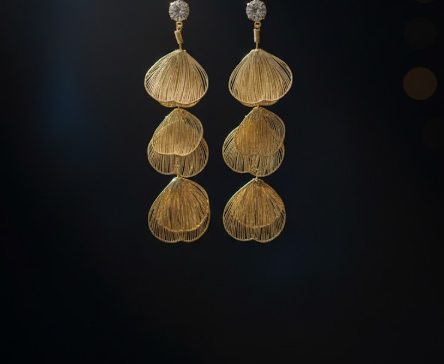 Golden Cascade Petal Earrings