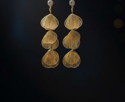 Golden Cascade Petal Earrings