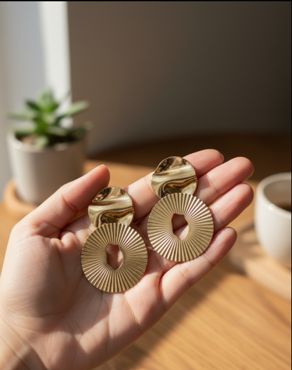 Golden Aura Textured Hoops