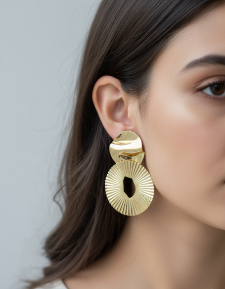 Golden Aura Textured Hoops