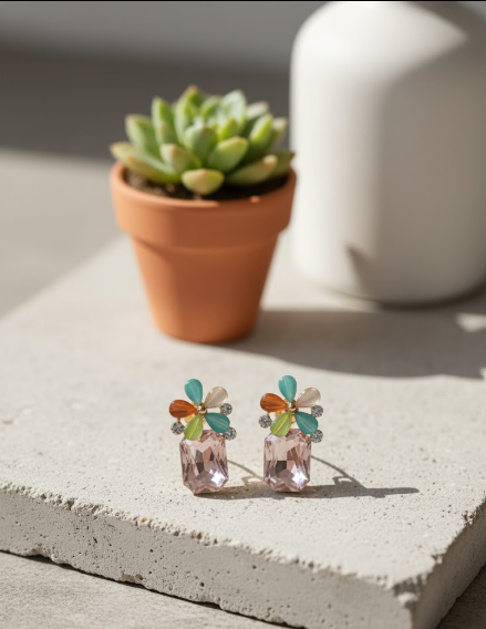 Rainbow Bloom Crystal Studs