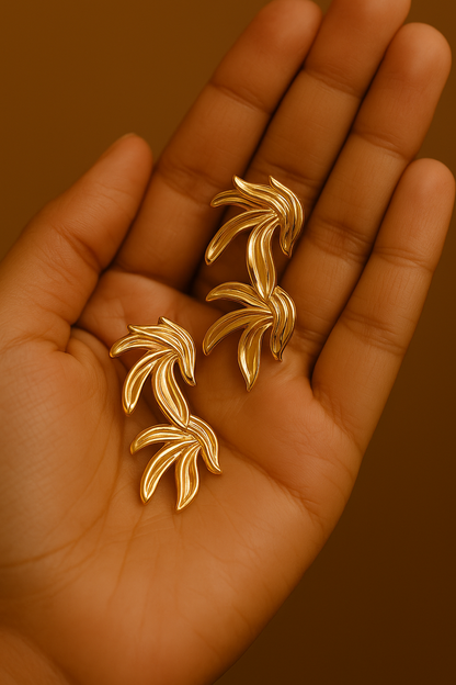 Golden Flame Statement Earrings