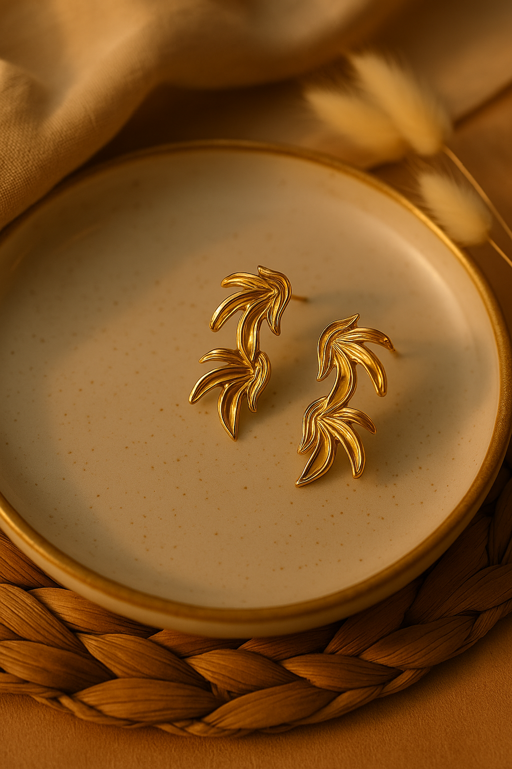 Golden Flame Statement Earrings