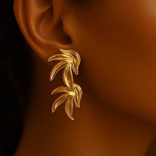 Golden Flame Statement Earrings