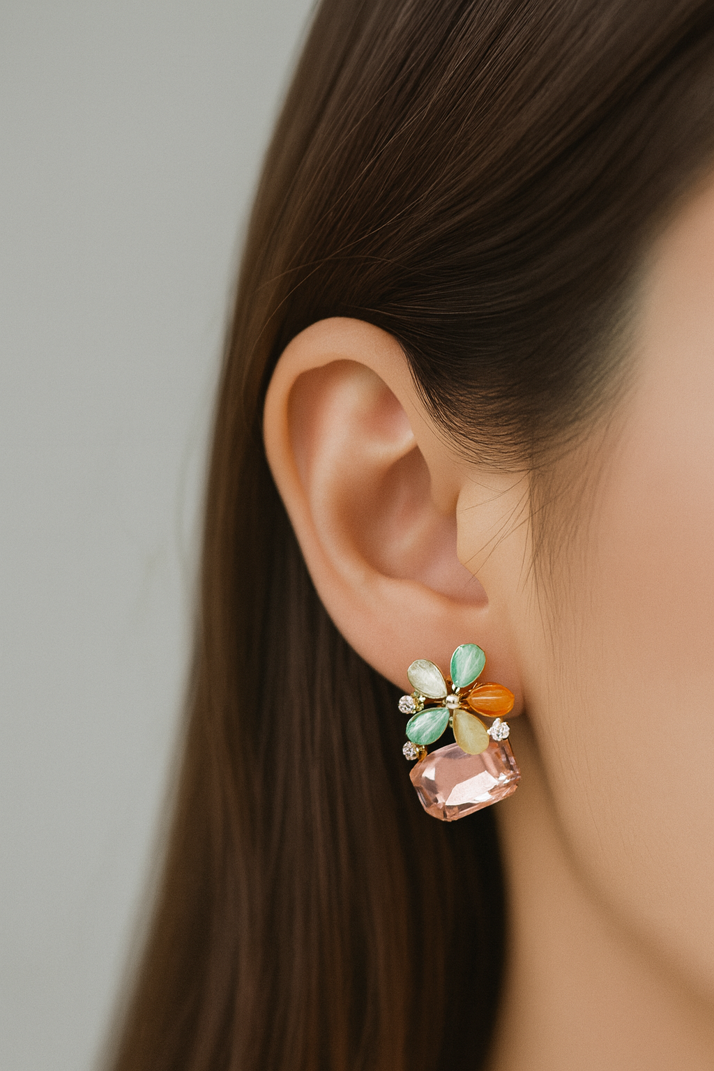Rainbow Bloom Crystal Studs