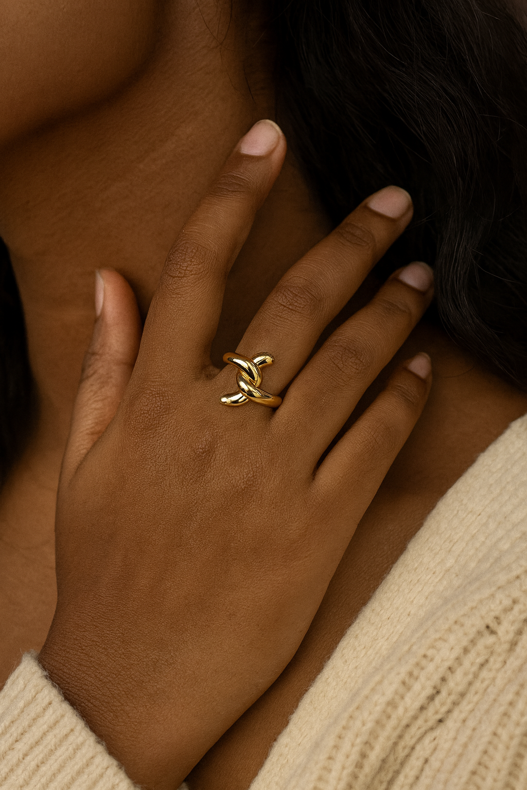 Golden Knot Elegance Ring