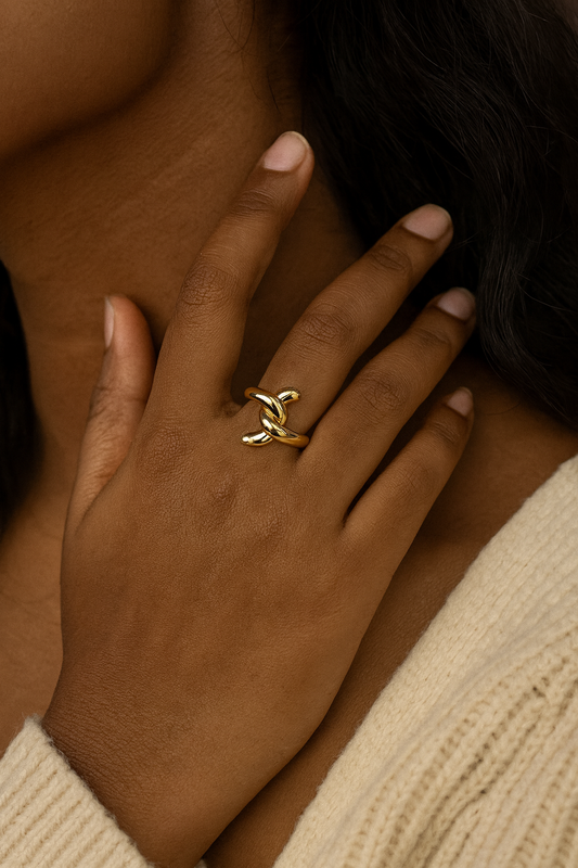Golden Knot Elegance Ring