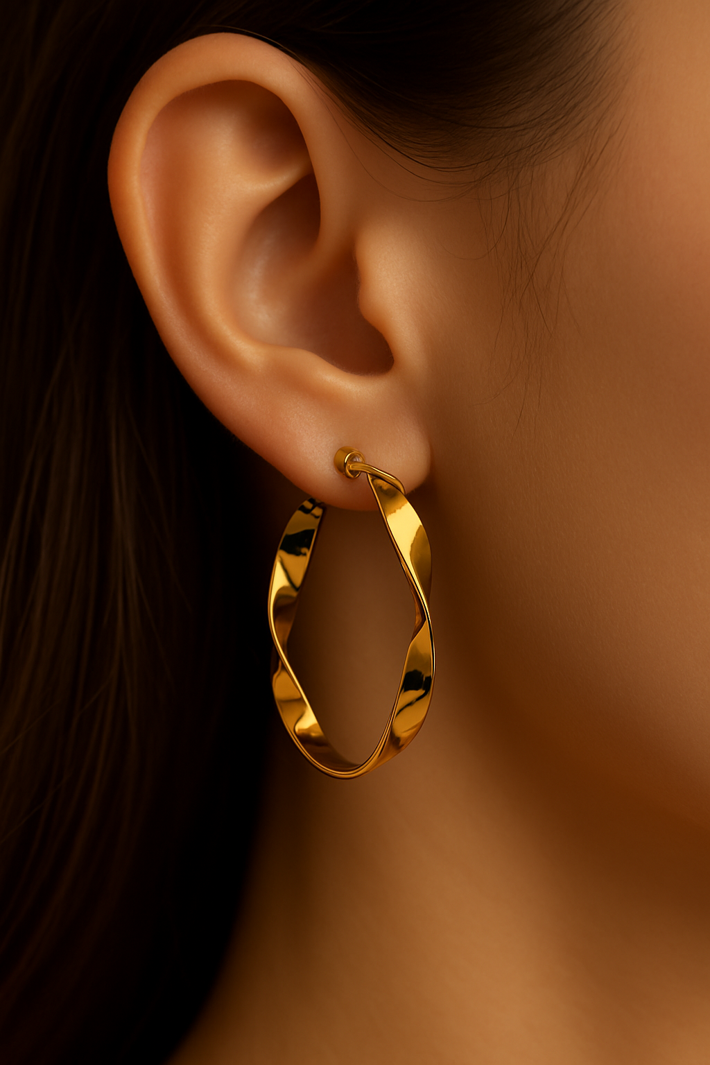 Golden Twist Hoop Earrings