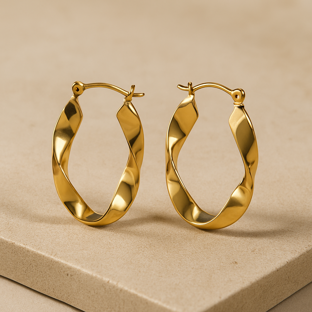 Golden Twist Hoop Earrings