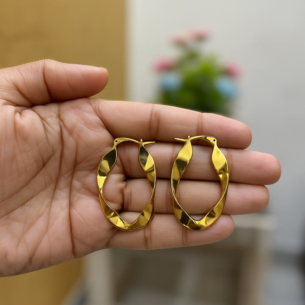 Golden Twist Hoop Earrings