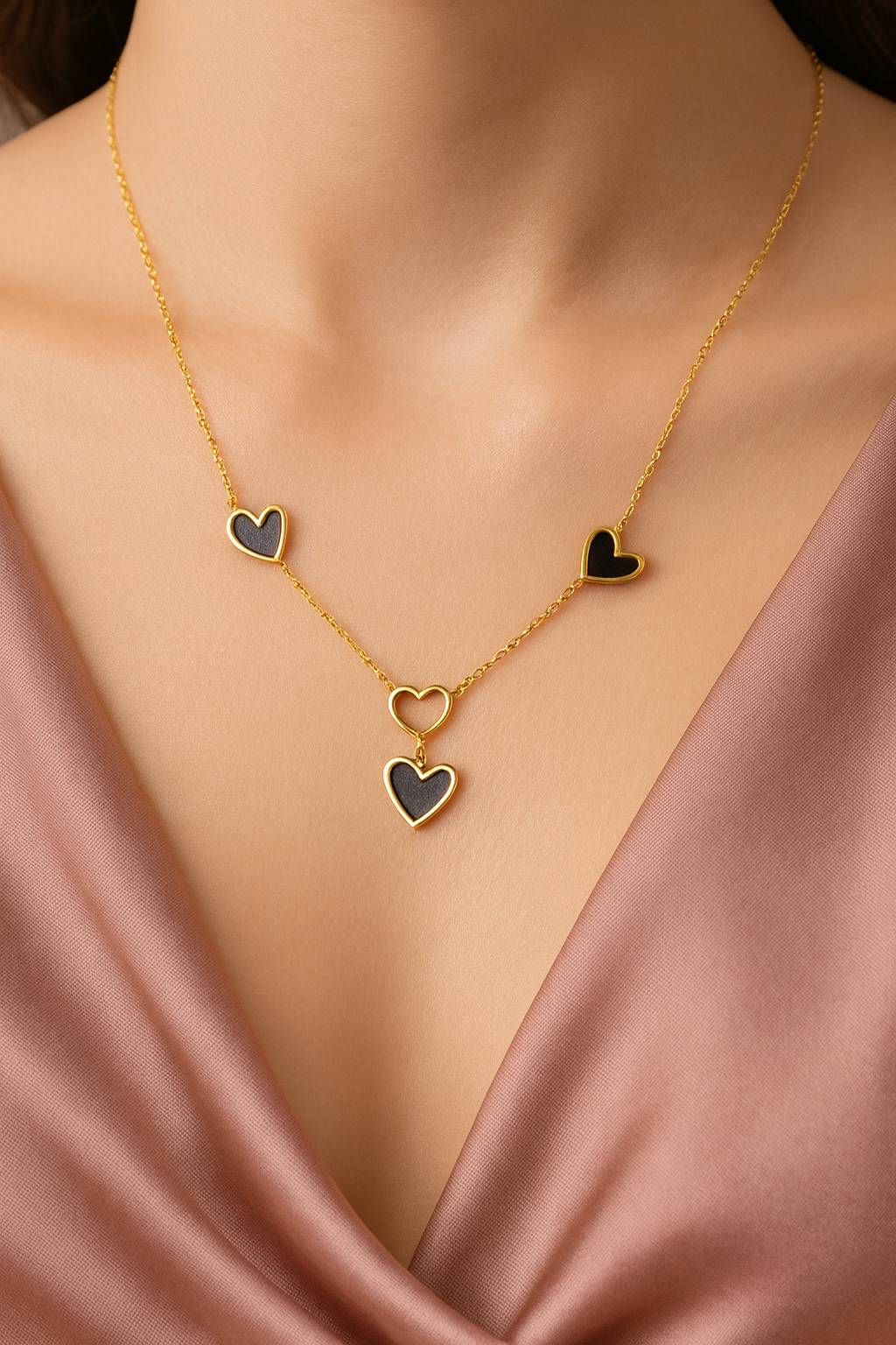 Midnight Hearts Chain Necklace