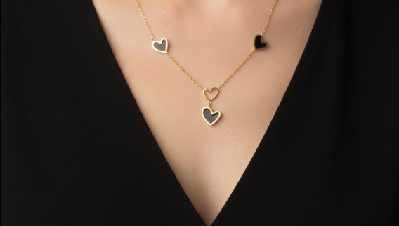 Midnight Hearts Chain Necklace