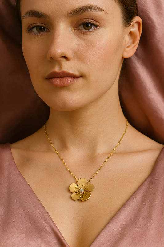 Golden Bloom Pearl Necklace