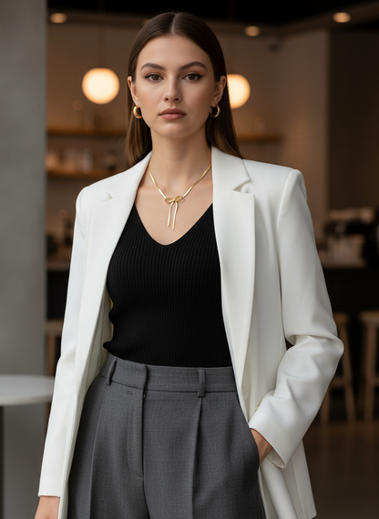 Golden Sleek Bow-Tie Necklace