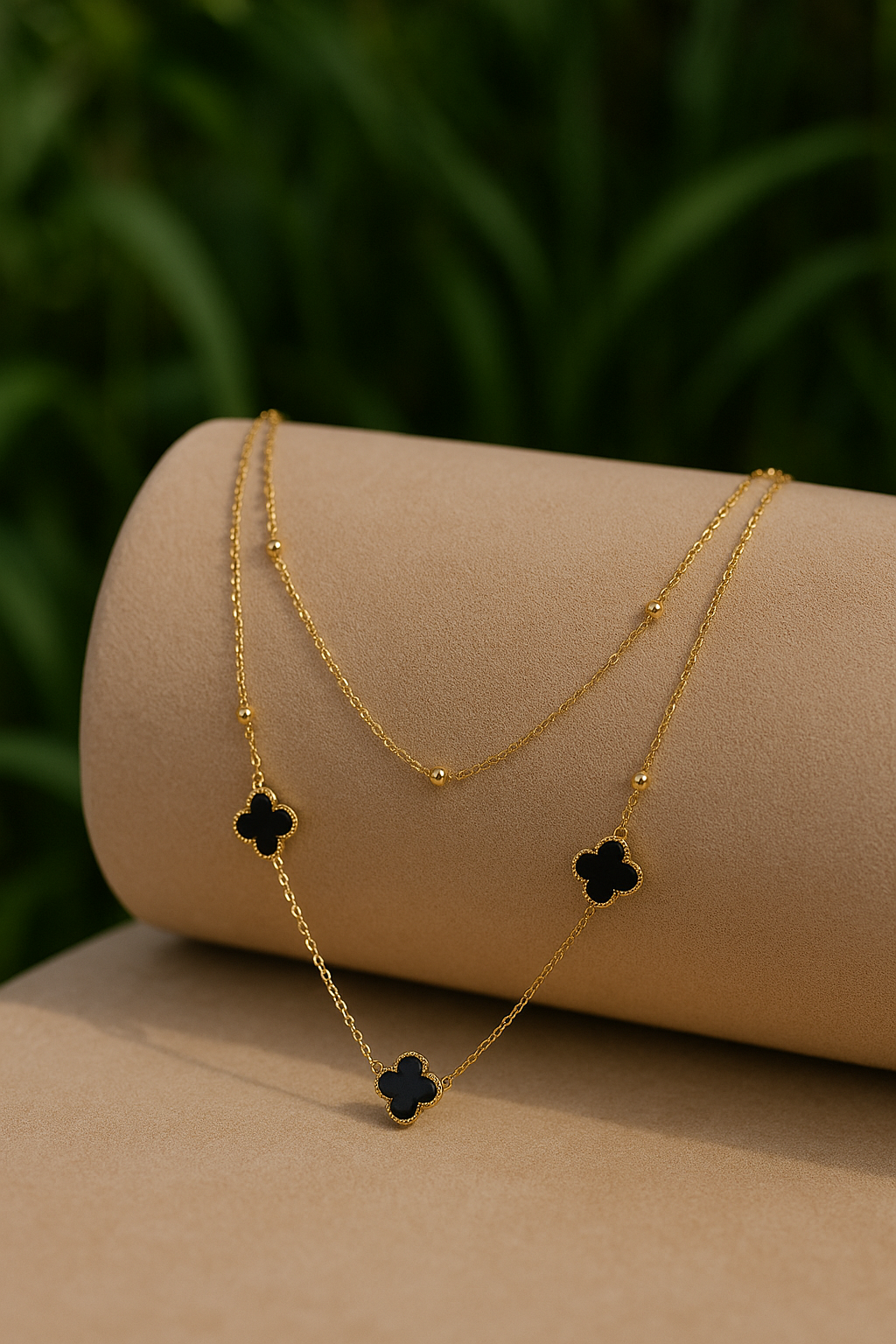 Midnight Clover Layered Necklace