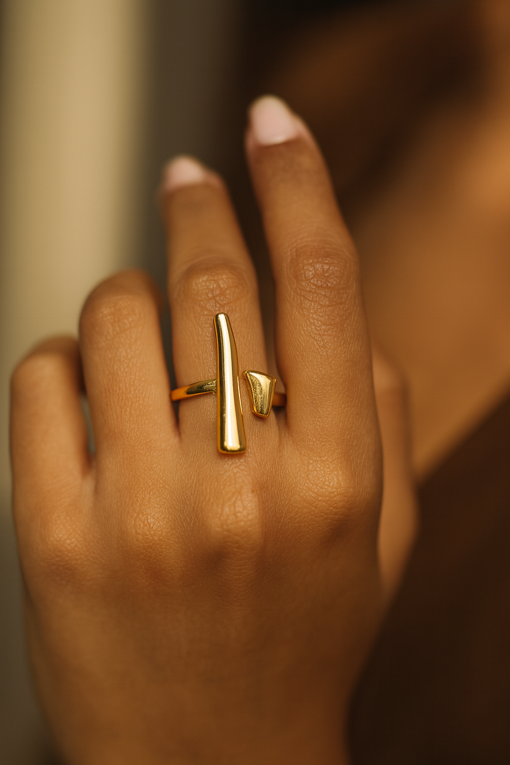 Golden CrossCurve Ring