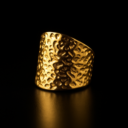 Golden Aura Hammered Statement Ring