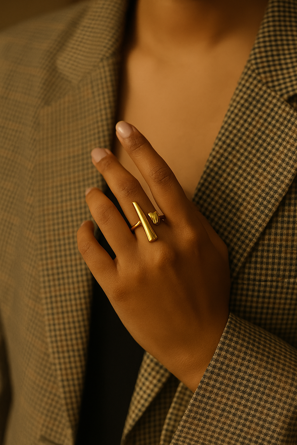 Golden CrossCurve Ring