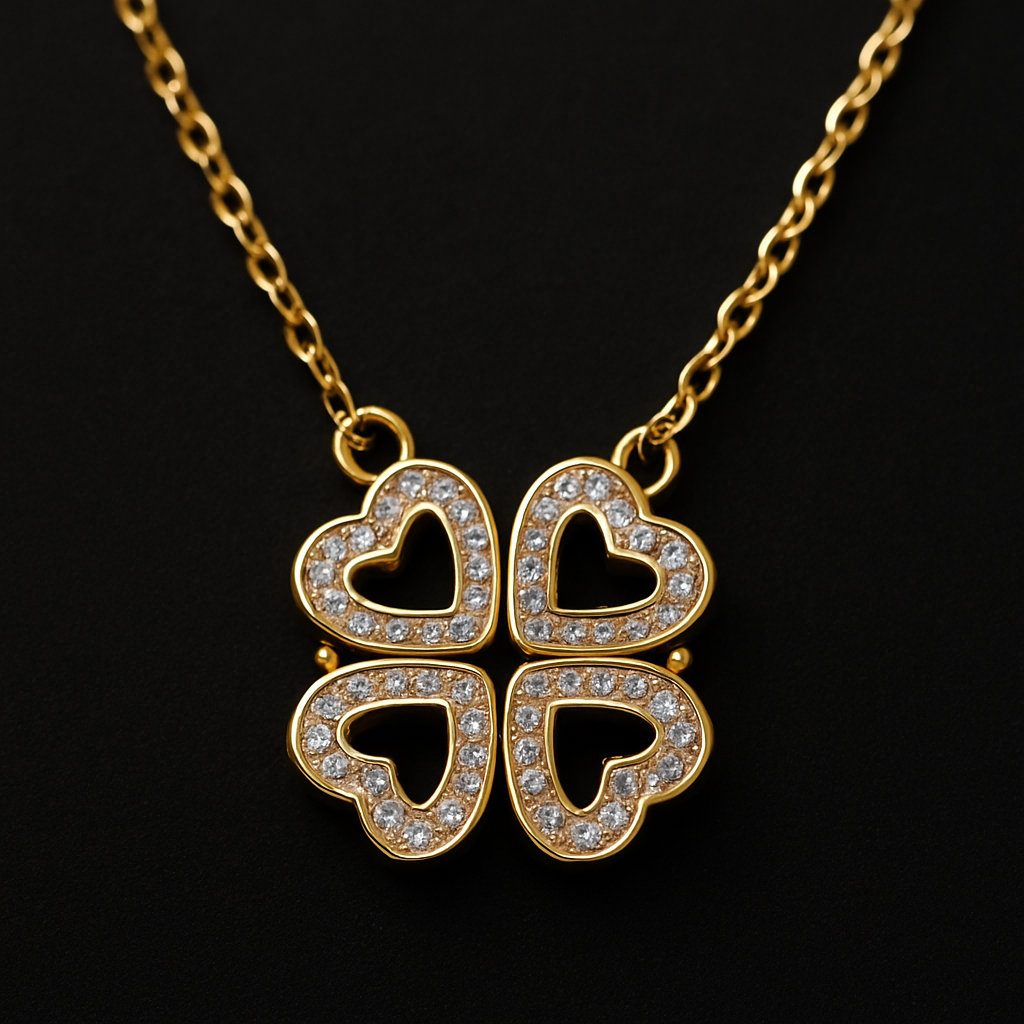Sparkling Clover Heart Necklace