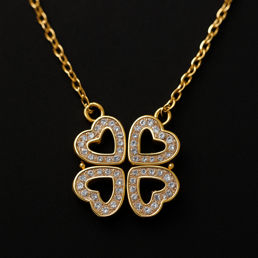 Sparkling Clover Heart Necklace
