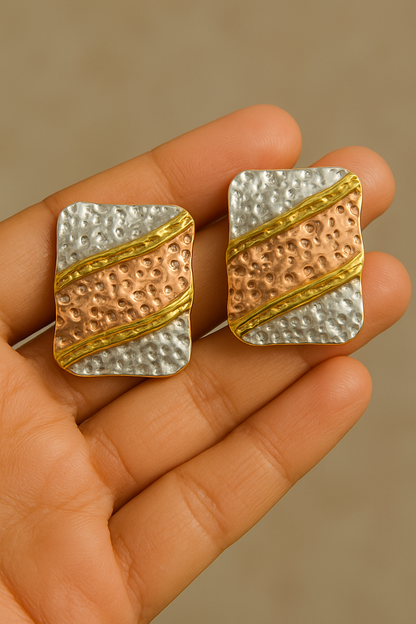 Trinity Glow Hammered Earrings
