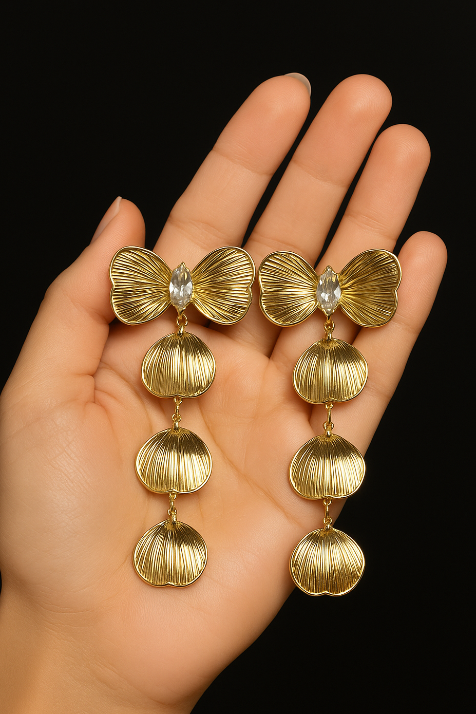 Golden Cascade Shell Earrings