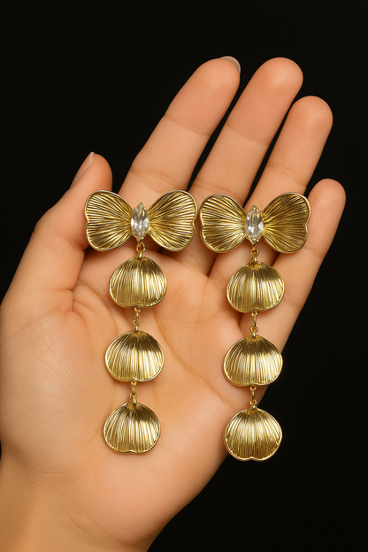 Golden Cascade Shell Earrings