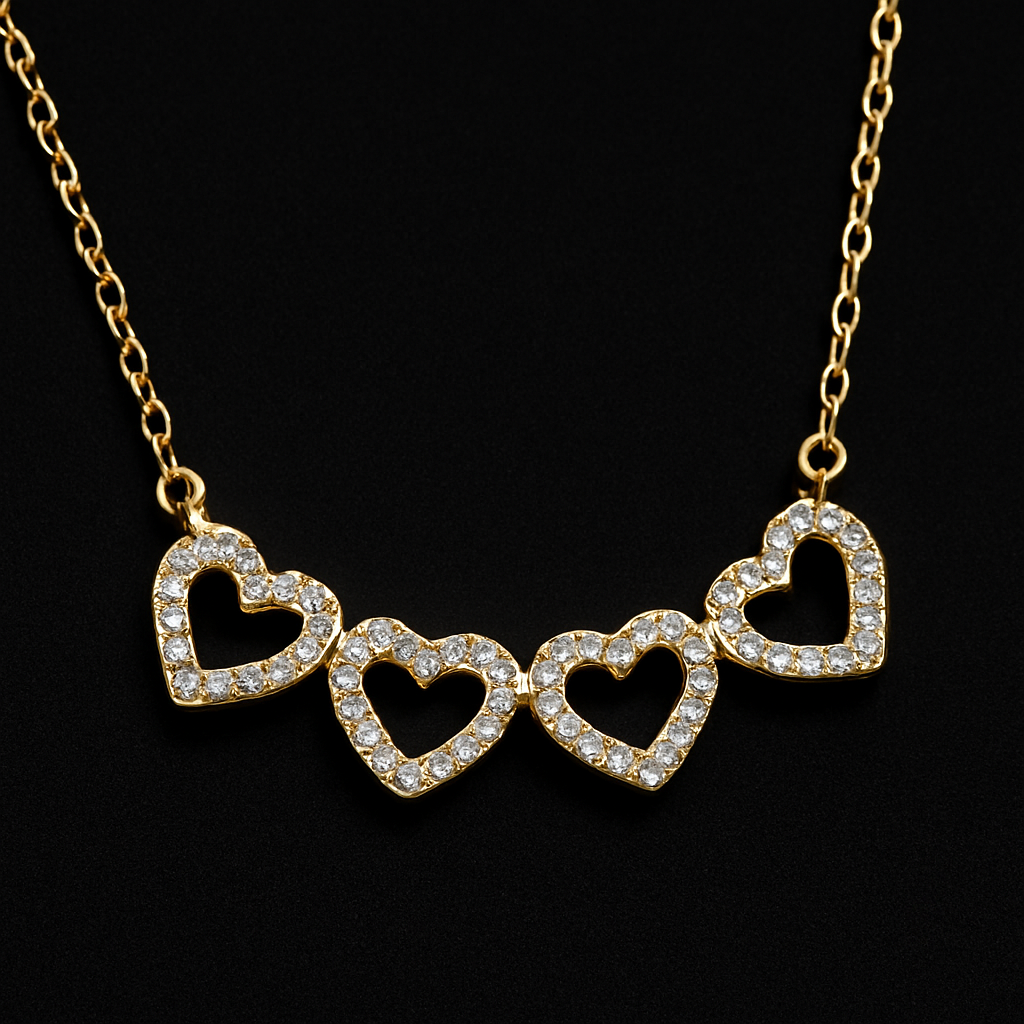 Sparkling Clover Heart Necklace