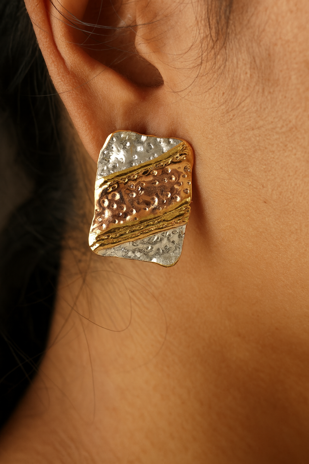 Trinity Glow Hammered Earrings