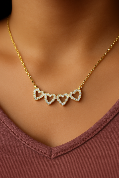 Sparkling Clover Heart Necklace