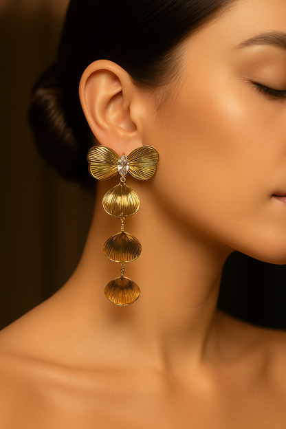 Golden Cascade Shell Earrings